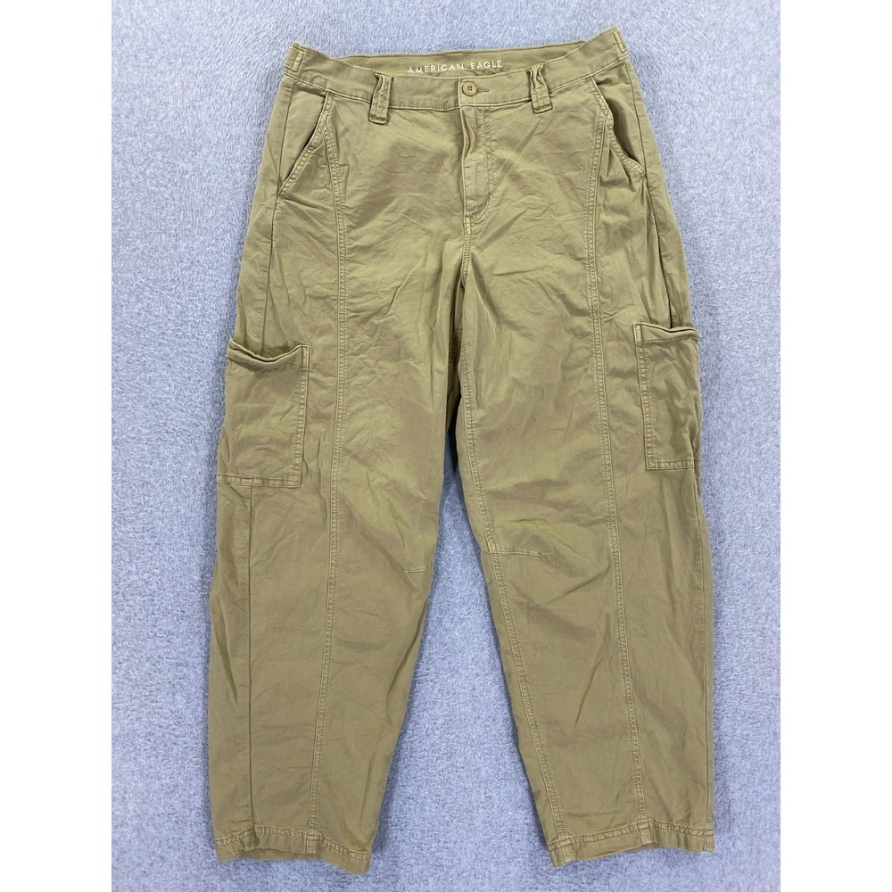 American Eagle Cargo Pants Women's 8L Barrel Khaki/Olive Adjustable Waist Light